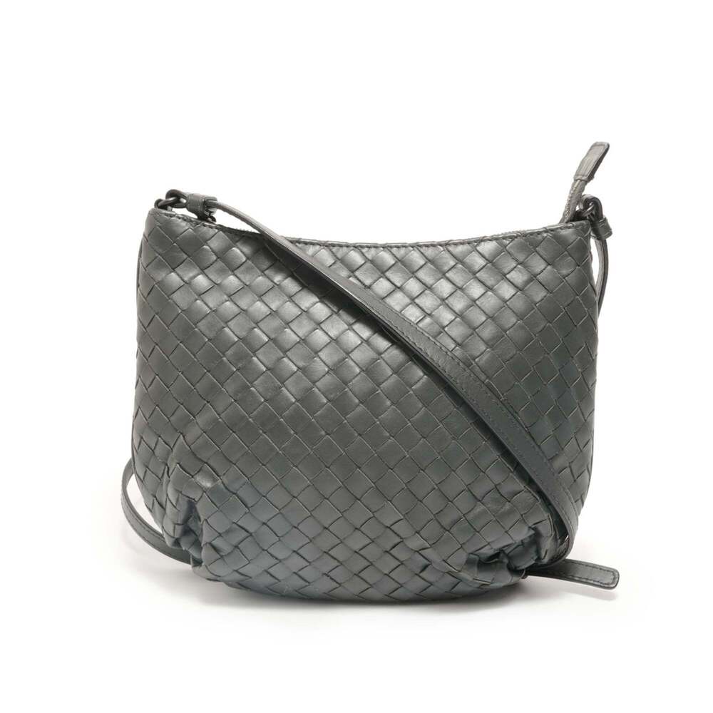 BOTTEGA VENETA Gray Intrecciato Shoulder Bag